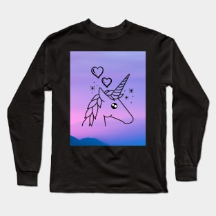 Unicorn In Pink & Purple Hue Long Sleeve T-Shirt